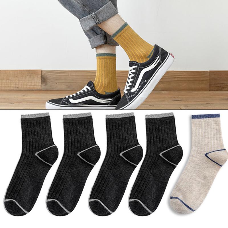 

Мужские носки из чесаного хлопка, зимние модные полосатые носки, впитывающие пот и дышащие, пять пар хлопковых носков