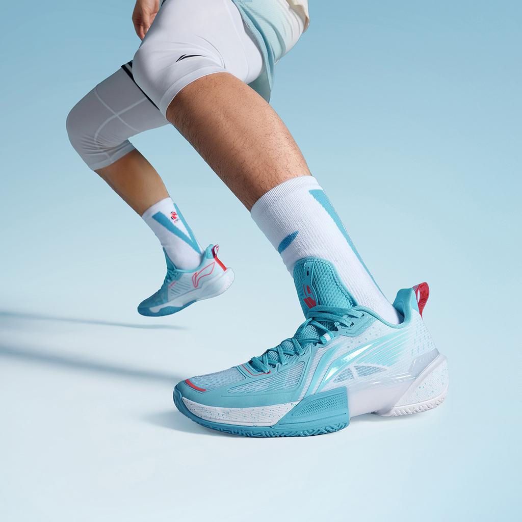 Li Ning Light Speed 2 Cushioning Slip Resistant Abrasion Resistant Breathable Low Top Basketball Shoes Men's Blue White ABPU023-4