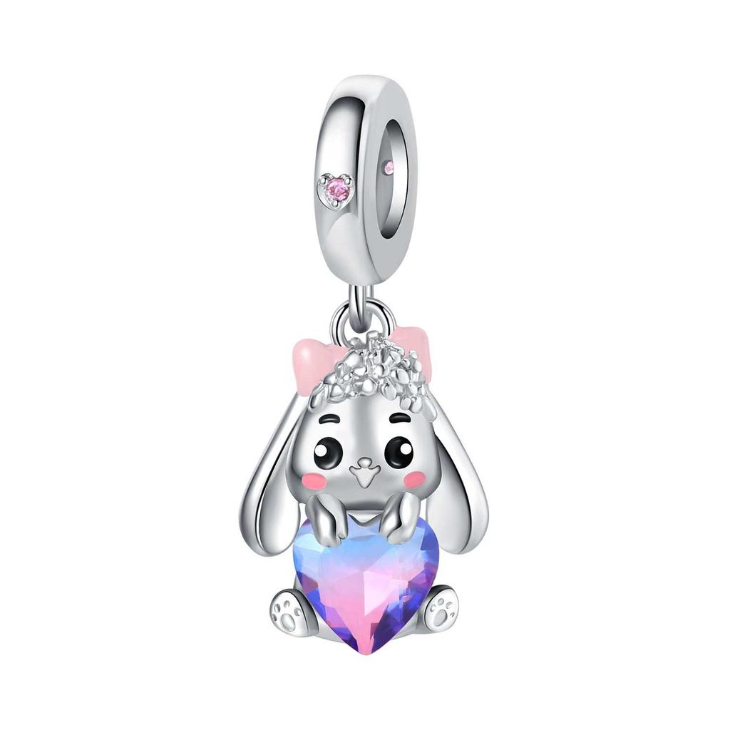S925 Silber Tier-Thema Armband Perlen Anhänger Elefant Kaninchen Leopard Löwe Anhänger Perlen DIY Schmuckherstellung Zubehör