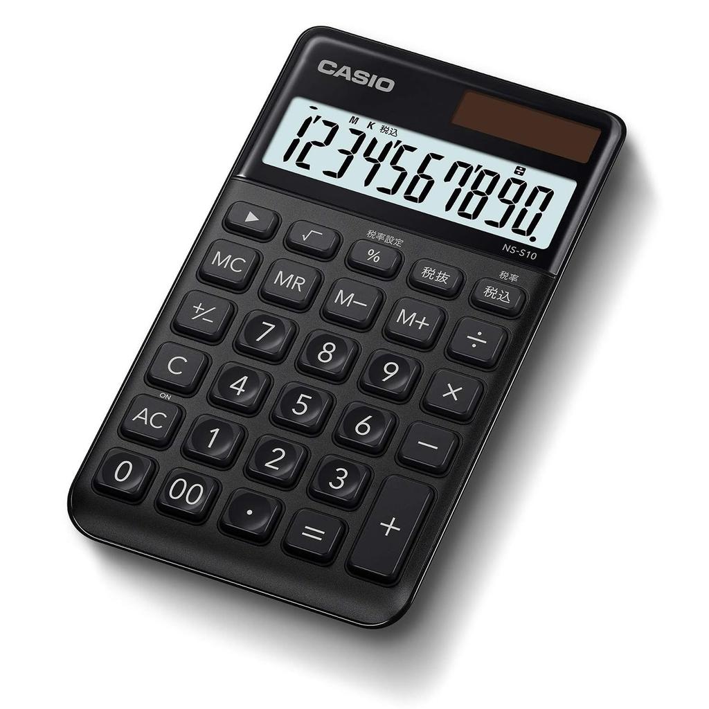 Casio Stylish Calculator Black 10-Digit Large Notebook Type NS-S10-BK-N