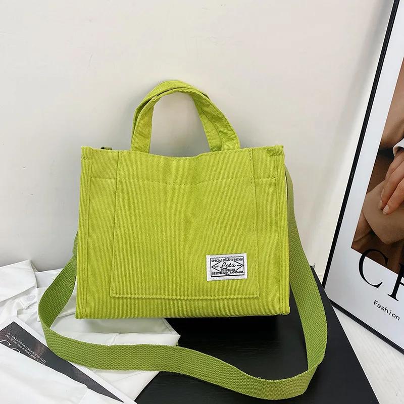 New Vintage Corduroy Tote Bag Retro Messenger Crossbody Bags Purse Casual Women Handbags Shoulder Bag Multiple Color Available
