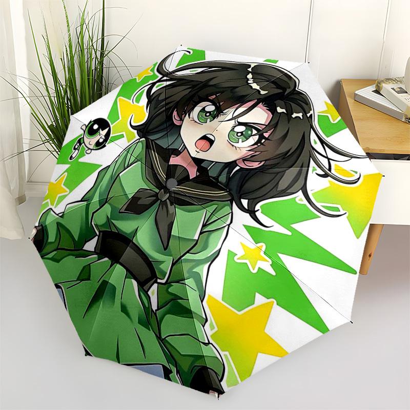 

1pc Powerpuff Girls Automatic Opening/Closing Outdoor Umbrella with 3-Fold Design, 8-Bone Iron Frame - Outdoor for Fans, Travelers, Daily Use, Gi