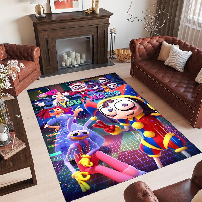 Personalized Crystal Velvet Carpet Custom Name Text,The Amazing Digital Circus Anti Slip Area Rug For Home Decoration