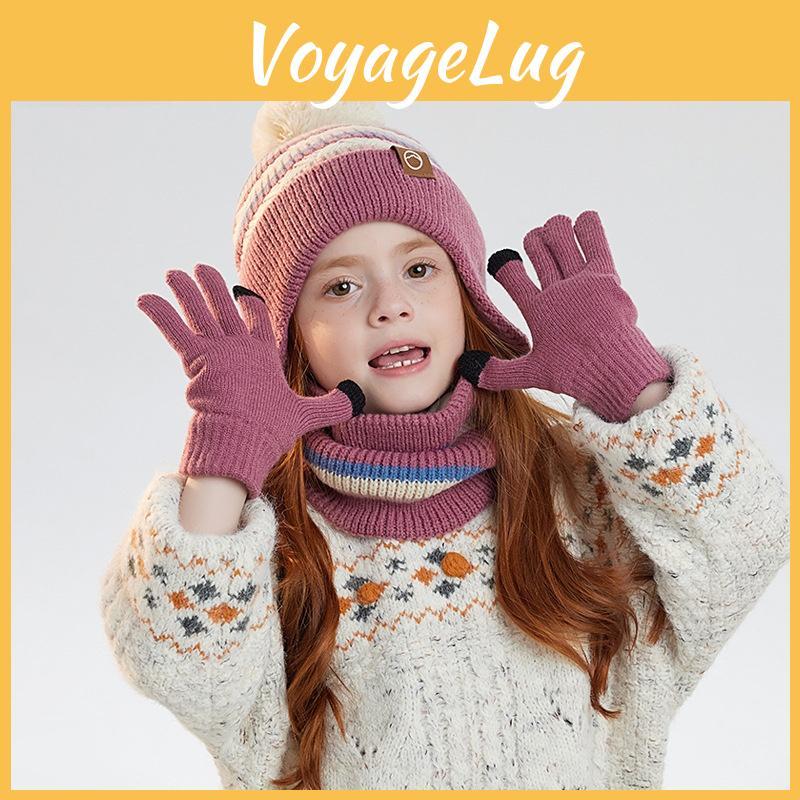 Children Knit Hat And Gloves Set With Fleece Lining For Winter Outdoor Warmth
