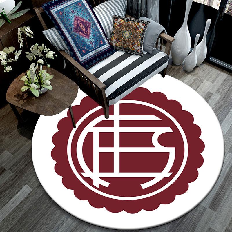 Club Atletico Lanus Printed Round Rug, Non Slip Washable Circular Carpet For Living Room Bedroom Playroom, Sports Fan Decor, Holiday Birthday Gift