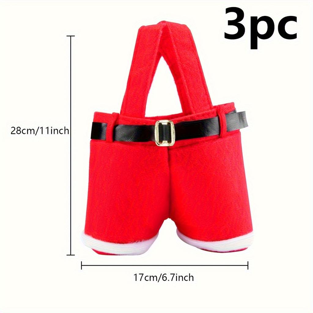 Santa Claus Shorts Gift Bag - Cute Christmas Gift Bags, Polyester Material, New Year & Christmas Gift Candy Bag Set