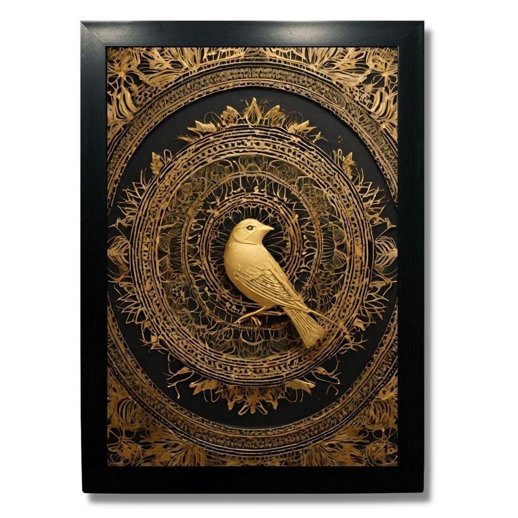 Golden Mandala Wall Art with Frame | Mandala Design Wall Décor Poster