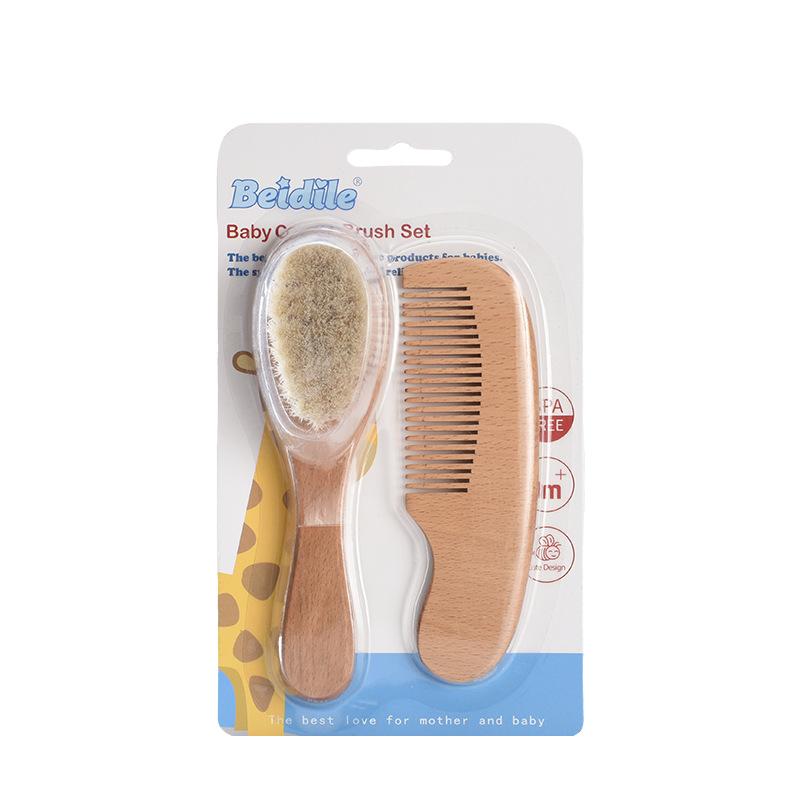 Babykammbürste Babypflegeset Kamm Buchenholz Weiche Bürste Reinigungskammbürste Sorgfältige Pflege kleiner Kinder zu Hause Immer den täglichen Bedarf dabei