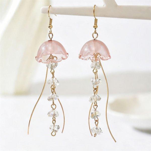 Creative Acrylic Graduated Jellyfish Pendant Earrings for Women Dreamy Pink Animal Earrings Summer Party Jewelry Accessories