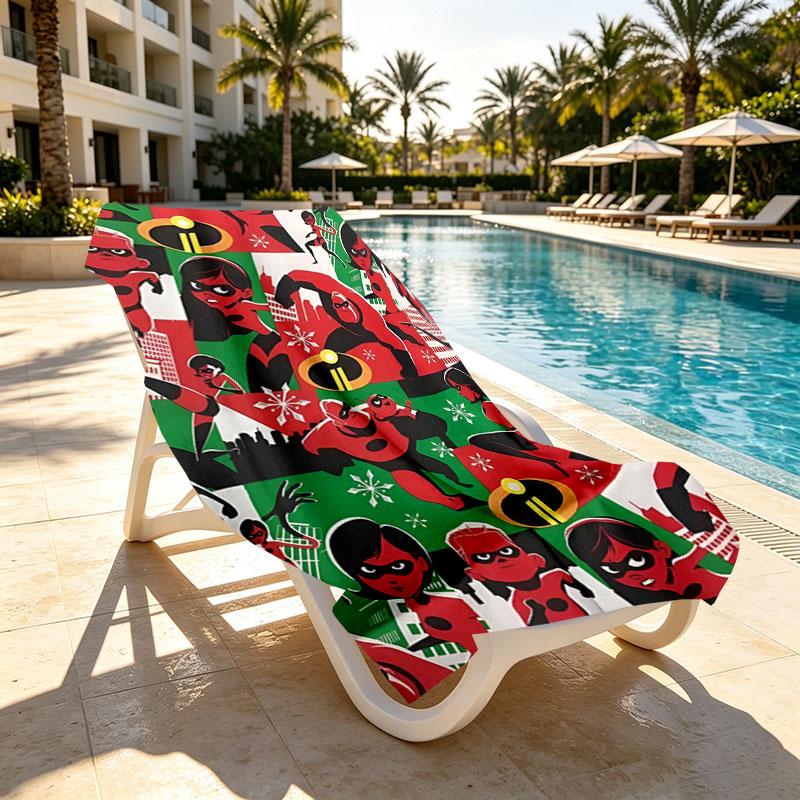 Incredibles Print Beach Towel Design, Soft, Lightweight. for Home Bathroom, Spa, Pool, Yoga, Surfing, Camping, Gift for Family, Friend