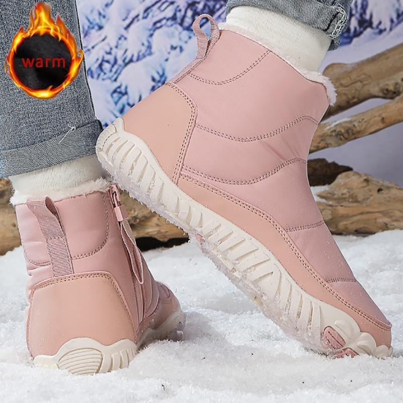 Women Snow Boots Winter Outdoor Work Shoes Men Waterproof Cotton Shoes Warm Fur Anti Slip Snow Boots Comfort Zipper Cotton Boots