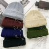 Unisex Warm Knitted Hats Hip Hop Beanies Cap Metal Pin Ring Brimless Hat Ripped Holes Edging Skullcap Hat Winter Caps