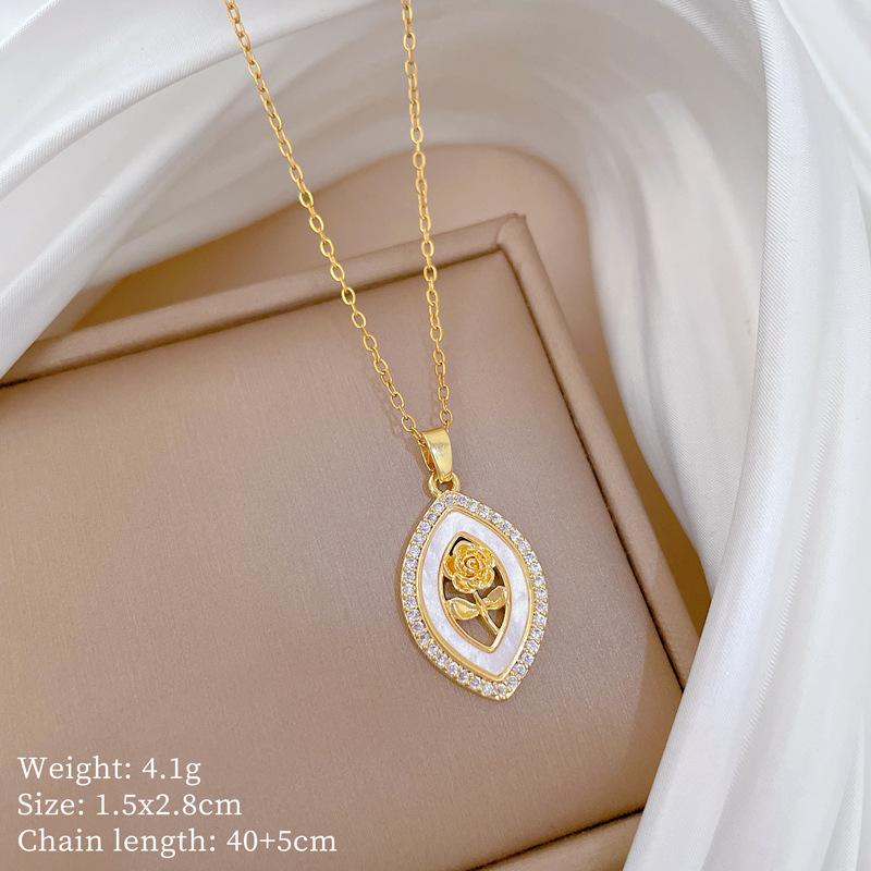 Copper Micro-Inlaid Cross Fashionable Light Luxury Temperament Gorgeous Full Diamond Necklace Female Versatile Collarbone Chain Titanium Steel