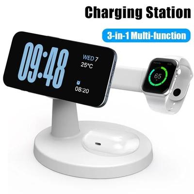 3 In 1 Magnetic Wireless Charger Stand For Magsafe iPhone 16 15 14 13 Pro Max  Watch 9 8 AirPods Pro Fast Charging Station
