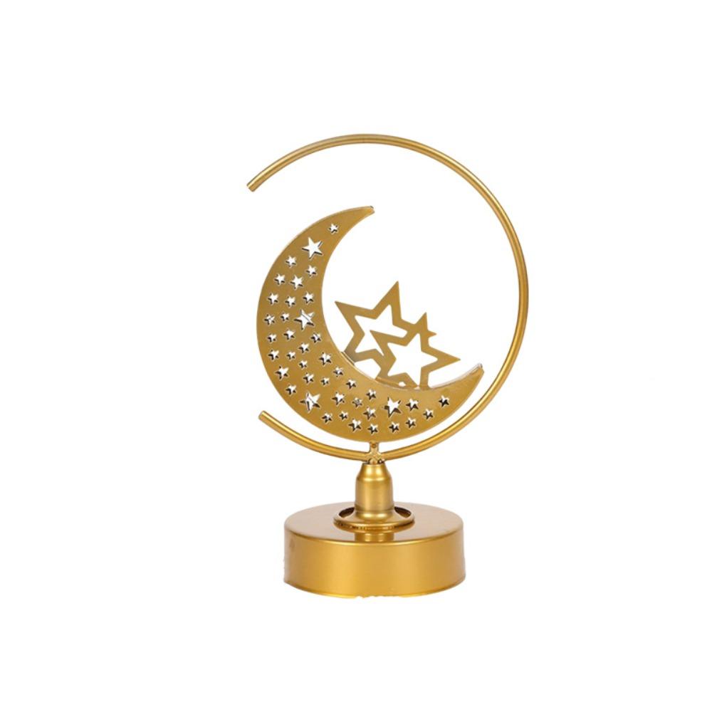 Hollow Ramadan Night Light Gold Ramadan Ornament Eid Mubarak Crescent Lamp  Muslim Festival