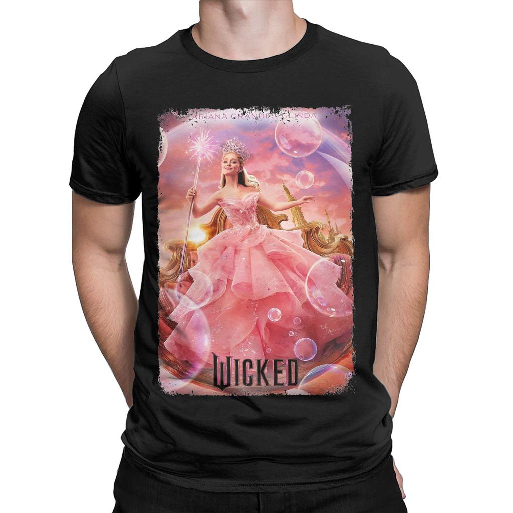 Wicked Fantasy Movie T-Shirts Men Elphaba Glinda Leisure Cotton Tees Crewneck Short Sleeve T Shirt Printed Clothing
