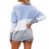 Women's Casual V-neck Fashion Colorblock Loose Pullover Long-sleeved Top