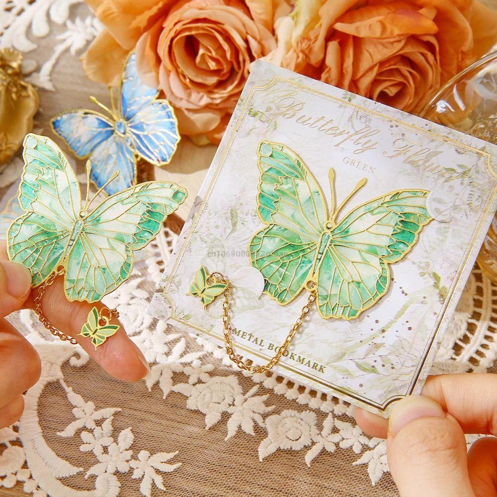 Bronzing Book Page Clips with Chain with Pendant Pendant Book Marker Pagination Mark  Book Lovers