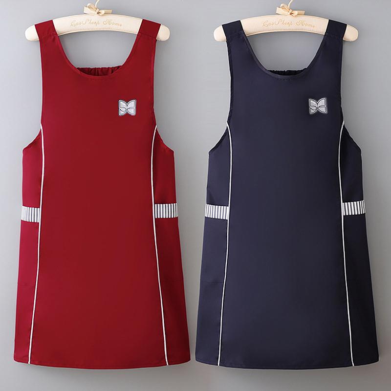 Fashionable Slim Waistcoat Apron Waterproof Waist Strap Apron Solid Color Oil-Proof Cooking Baking Uniform Breathable