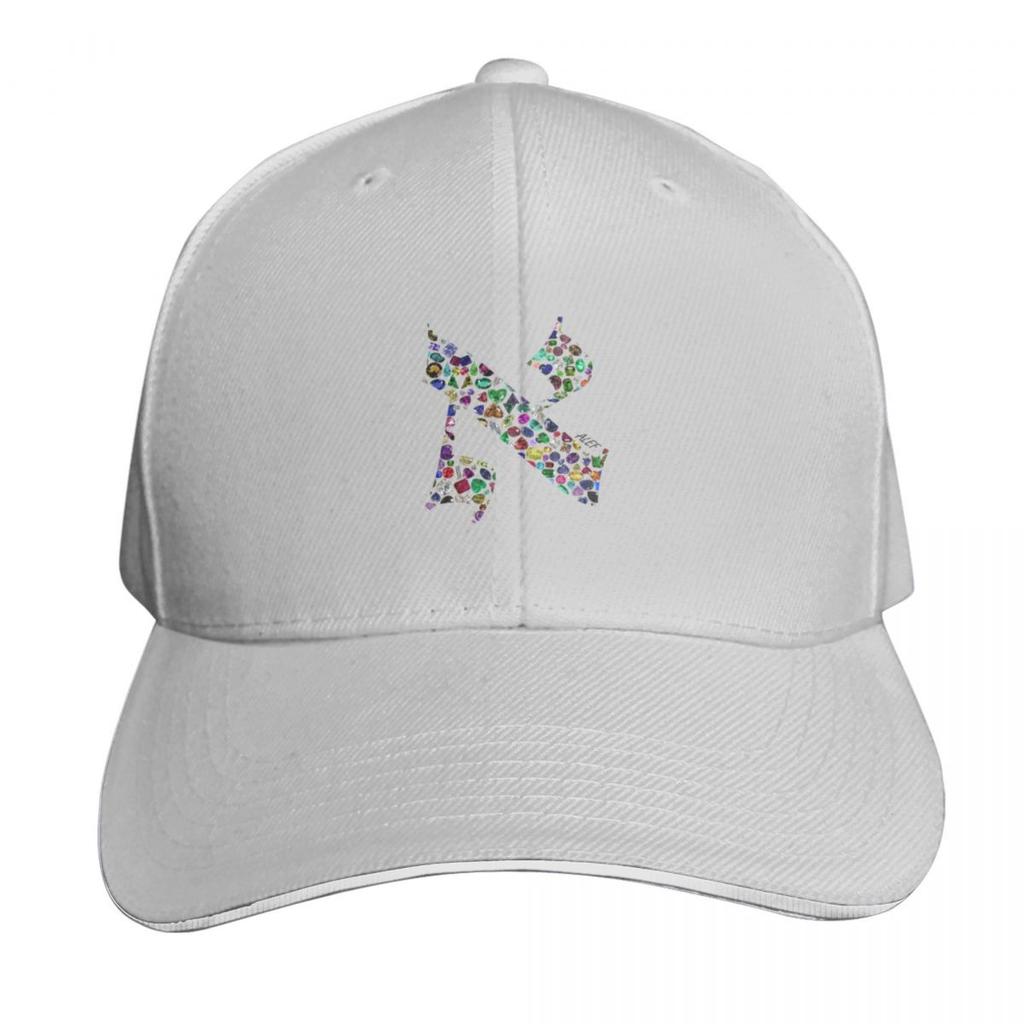 Hebrew Letter ALEF made with Gemstones in All Colors Baseball Cap Streetwear Visor Fishing cap Rugby Womens Golf Clothing Unisexs