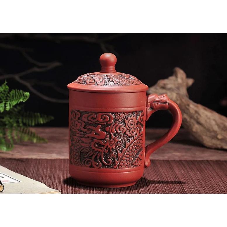 420ml Antieke draak en feniks mokken Paars klei Thee Mok Mok,Koffie Puerh Thee Mokken kantoor Beker Drinkgerei