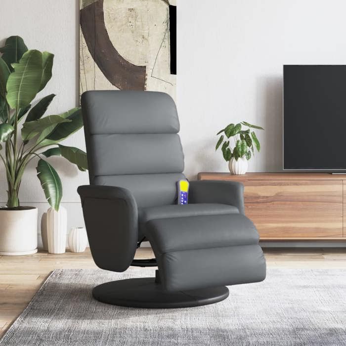 VidaXL Reclining Massage Armchair Footrest Grey Faux Leather 356727