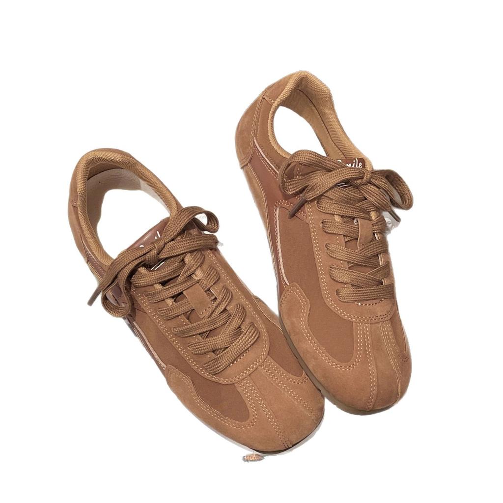 Leather Retro German Training Shoes Women's 2025 Autumn New Flat Baseplate Shoes Hiking Forrest Gump Shoes Lightweight Casual Sports Shoes
