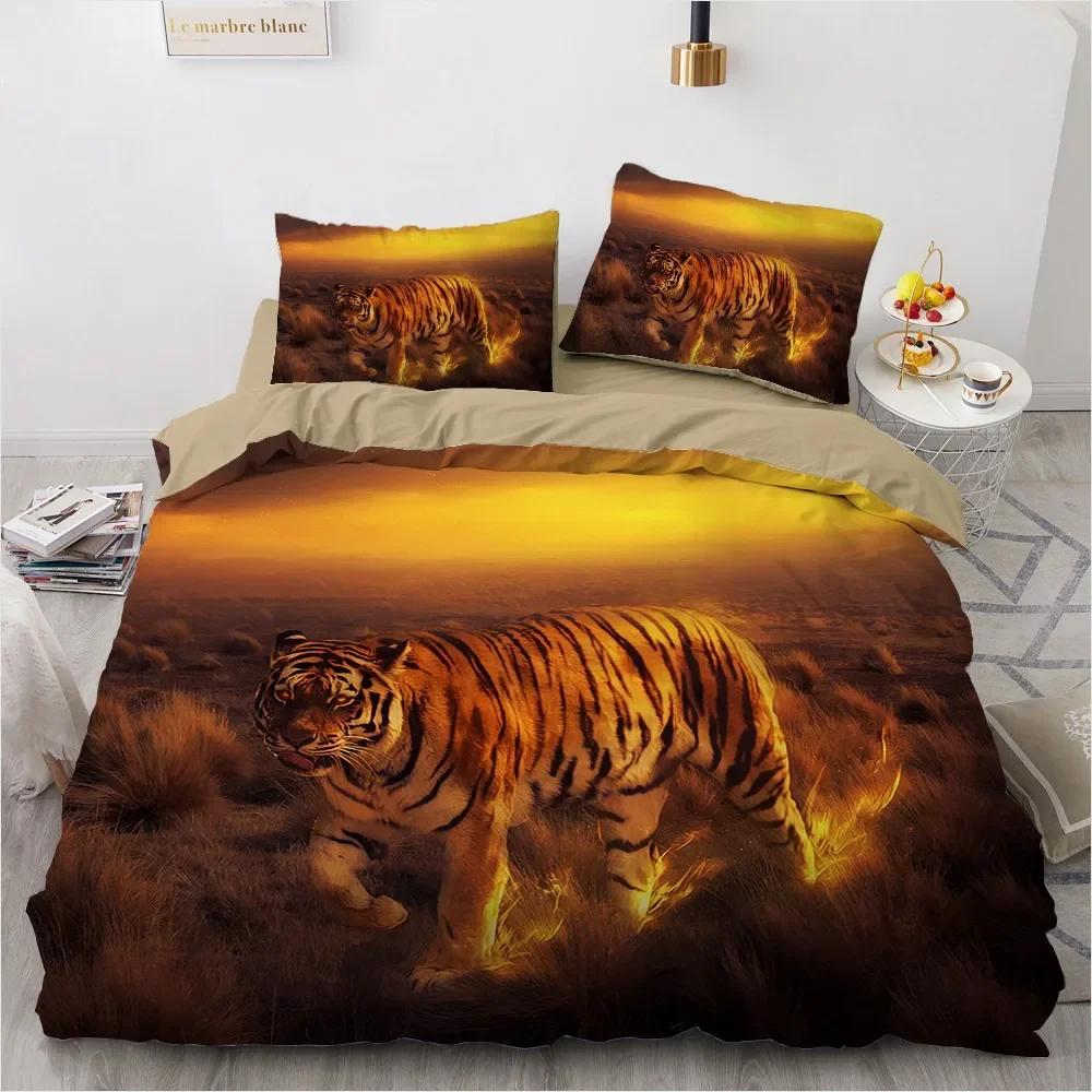 3D Printed Animal Tiger Comfortable Duvet Quilt Cover Pillowcase Bedding Set Children Bedroom Decoration Home Textile