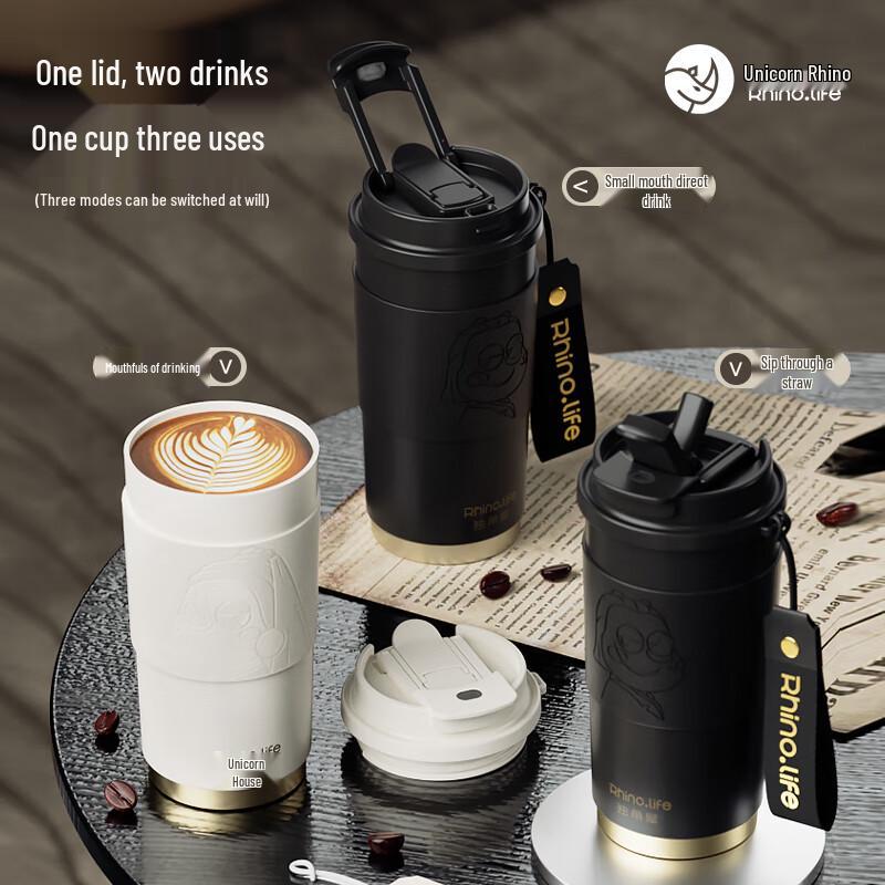 Rhino.life Artist Series Mustache Rhino Baby Dual-Drink Coffee Cup 500ml