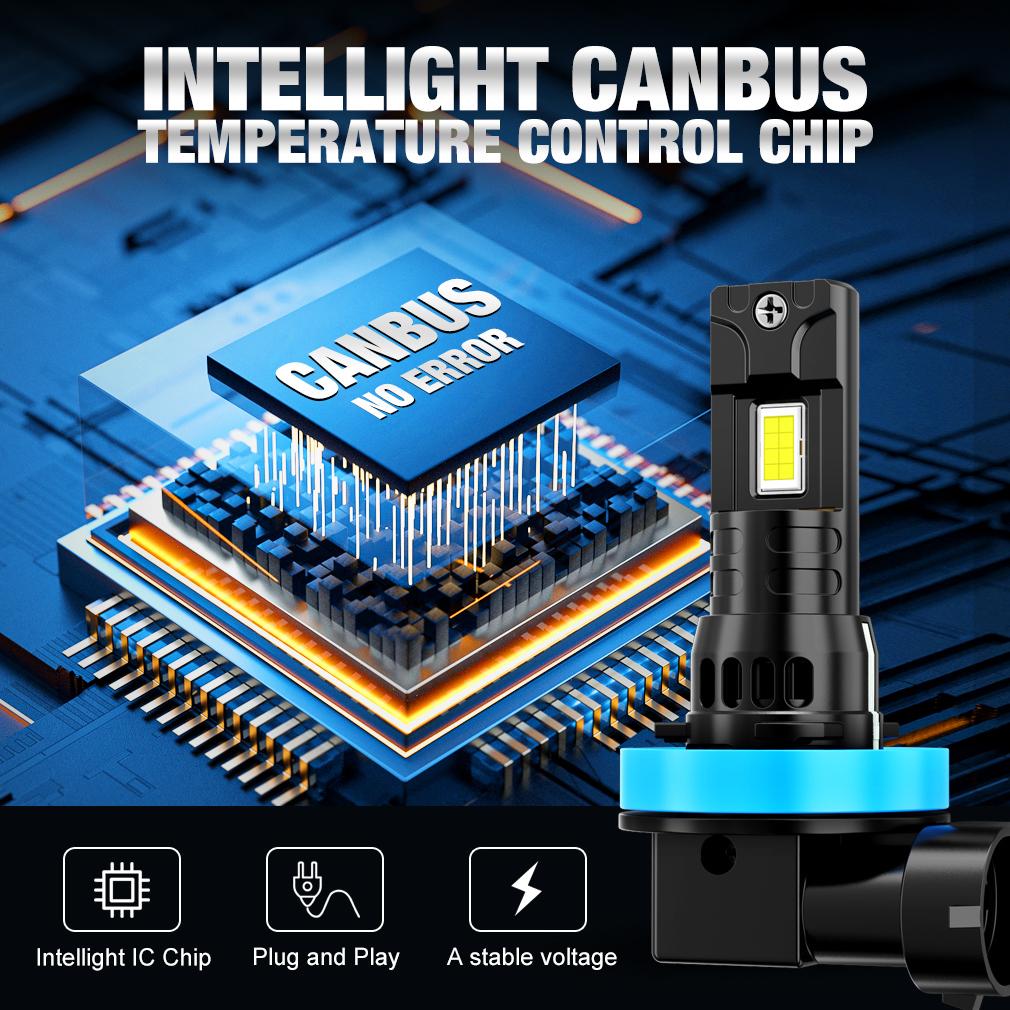 2 st 30000LM H11 LED-strålkastarlampor Mini Turbo HB3 HB4 LED H8 9005 9006 70W Bil Dimljus Strålkastare Auto Plug&Play Lampa 6500K Vit