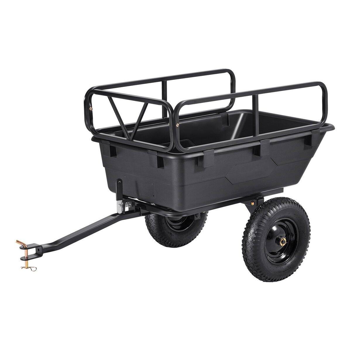 Remorque benne 500 lbs 10 Pi³. Remorque de jardin ATV en plastique à tirer