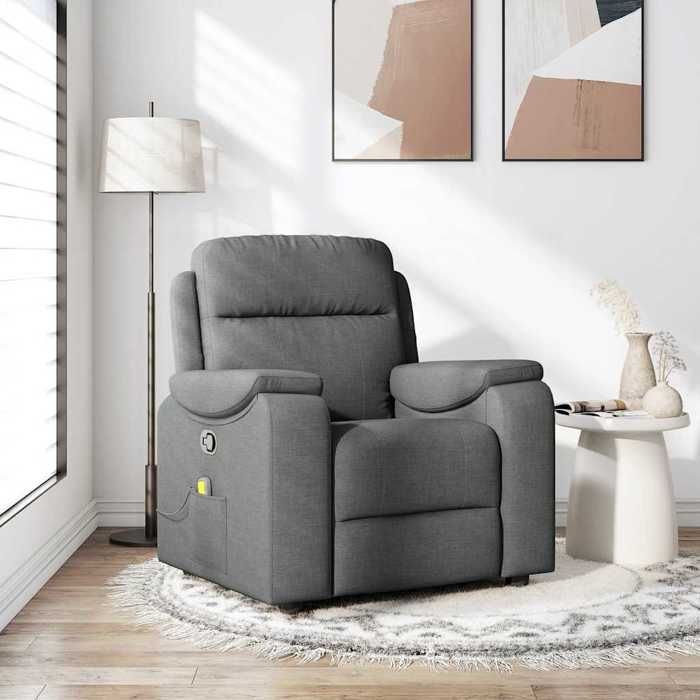 VidaXL Fauteuil de massage inclinable Gris foncé Tissu, fauteuil de massage, fauteuil, fauteuil canapé, fauteuil de bureau 4015691