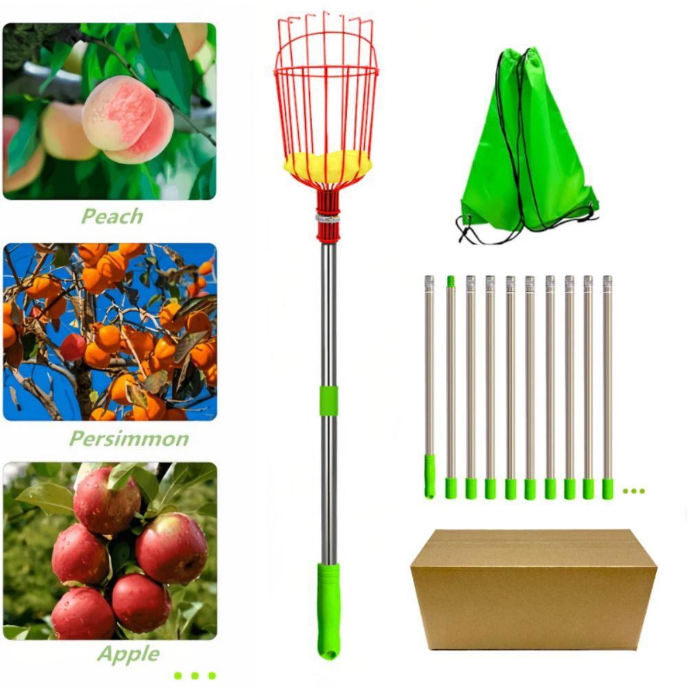 

Telescopic Rod Fruit Picker Stainless Steel Picking Fruit Tool Garden Tools 1.6 M