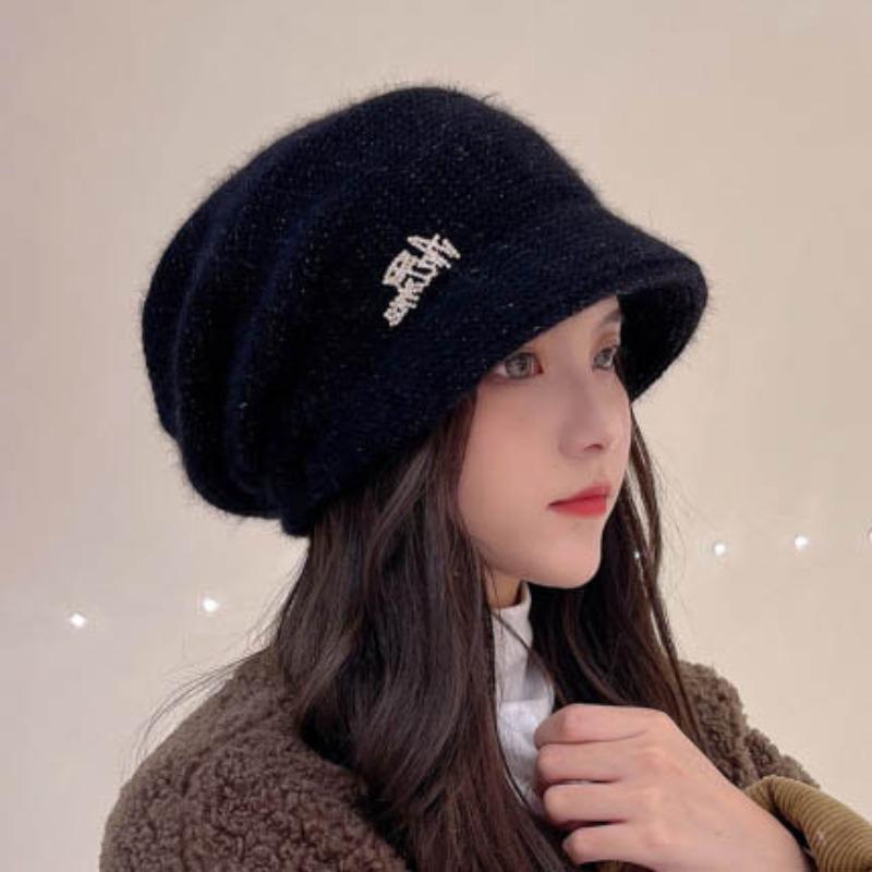 Knitted Wool Hat for Women Cold Hat for Women Winter Hat Men Autumn and Winter Melon Leather Hat Solid Color Versatile Yuppie Hat Trendy