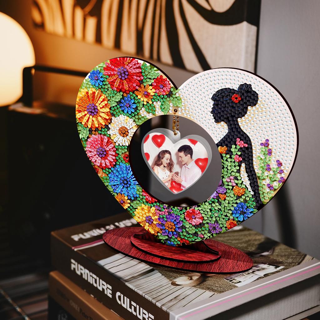 2D Flatt DIY Wooden Diamond Painting Tabletop Ornaments Kit Diamond Art Tabletop Painting Kit for Adults Home Office Table Decor