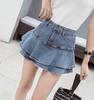2023 Summer High-Waist Ruffled Denim Skirt Shorts for Petite Women: Sweet & Slimming