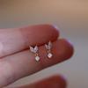 925 Sterling Silver French Simple Crystal Bud Stud Earrings Women Light Luxury Temperament Wedding Party Jewelry Gift