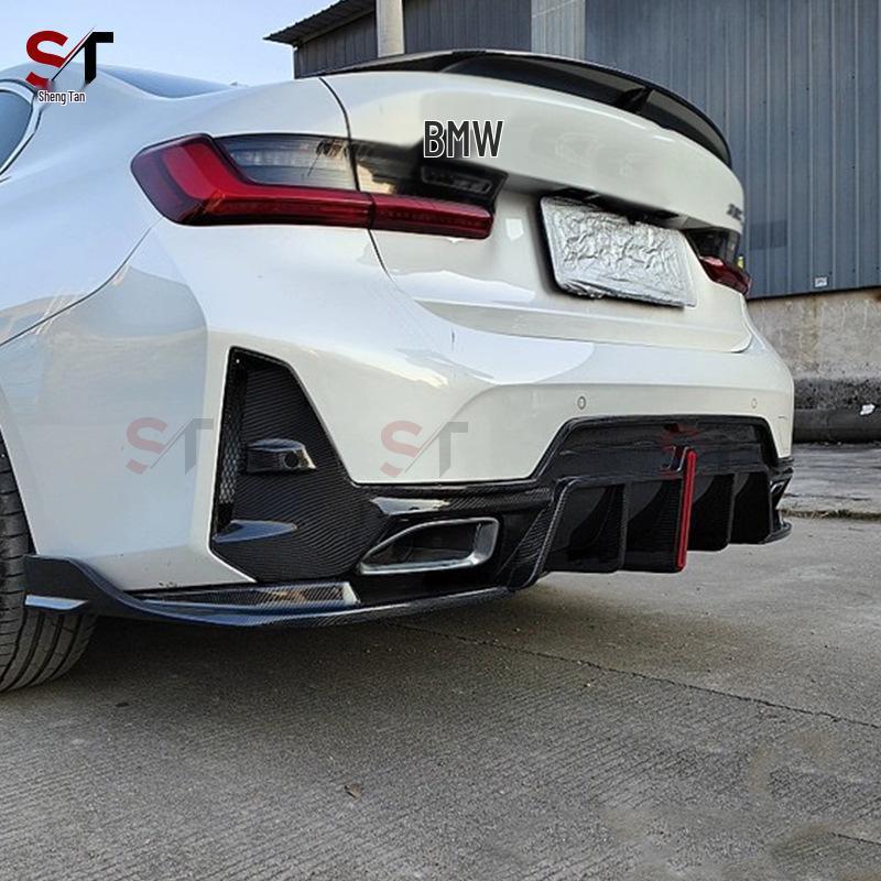 2023 BMW 3 Series G20/G28 Carbon Fiber V Style Rear Lip with Lighted Tail Corner Diffuser