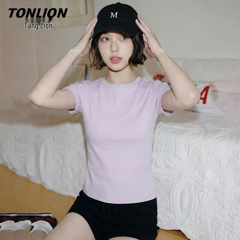 TonLion Women's Slim Fit Short Sleeve Round Neck T-shirt