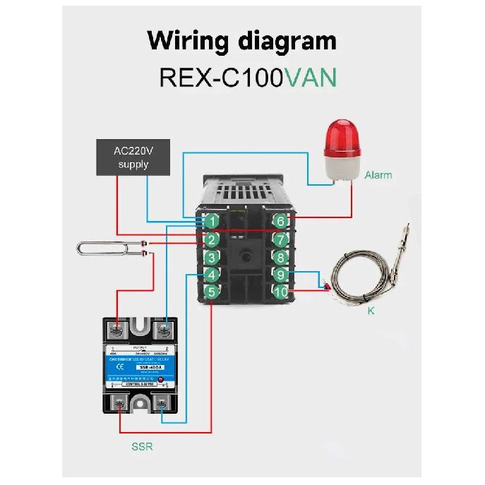 REX-C100 PID Ελεγκτής Θερμοκρασίας Τύπου Κ Μονής Εισόδου Ψηφιακή Οθόνη Θερμοστάτης AC110V-240V Ρελέ Έξοδος SSR 400℃
