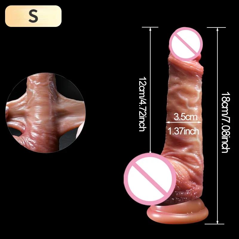 Sliding Foreskin Dildo Suction Cup Strap On Dildos for Women and Man Realistic Silicone Penis Female Masturbator Dick Sex Toys