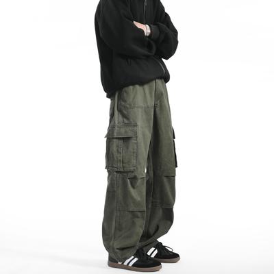 Men's Multi-Pocket Overalls: Spring/Autumn High Street Unisex Loose Straight Casual Pants