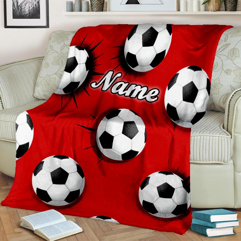 1PC Custom Name Soccer Ball Flannel Blanket Versatile,all-season Throw Suitable for the Living Room,bedroom,camping,travel,and Gift