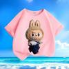LABUBU Cartoon Fashion Short Sleeve Street Style Versatile 2025 for Boys and Girls
