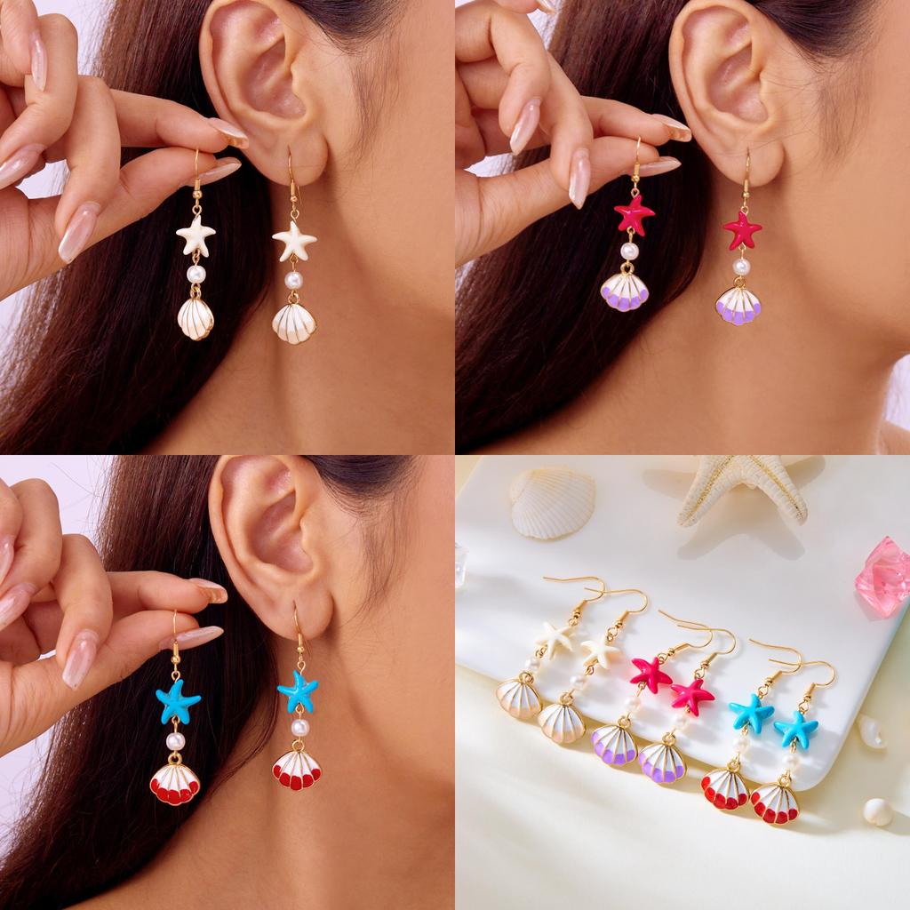 Oceanthemed Shell Ear Studs For Women Summer Fashion Jewelry With Electroplating