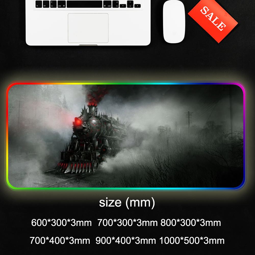 Train Mouse Pad RGB Gaming Mousepad Big LED Pad PC Desk Mat Luminous Mouse Pad Large Keyboard Mats Table Rug With Backlit