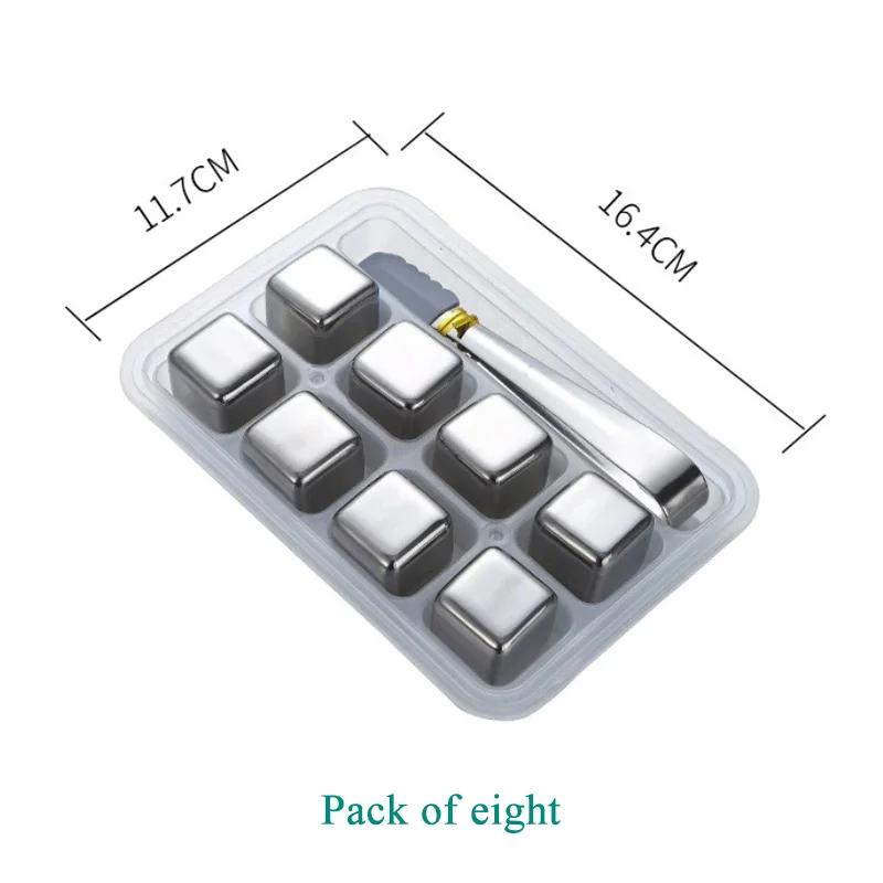 Wiederverwendbares Eiswürfel-Set aus Edelstahl für Saft, Bier, Wein, Whisky, Kühler, Felsen, Kühlwürfel in Lebensmittelqualität, Home-Party-Bar-Tools