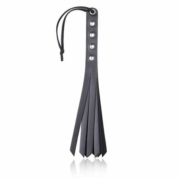 Black Pu Leather Paddle Flogger Ass Spanking Whip Sex Toys Floggers
