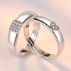 Korean Style Platinum Heart & Square Shaped Couple Wedding Rings Jewelry
