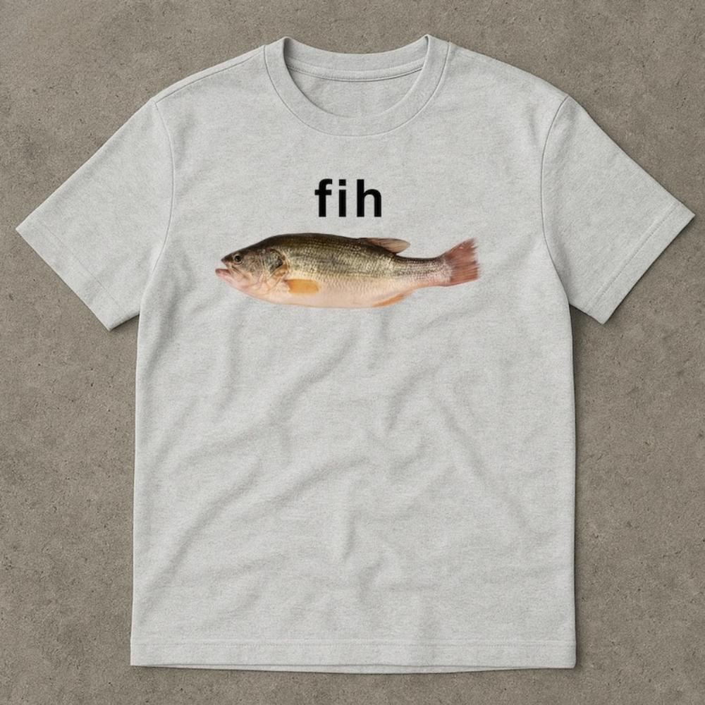 

Fih Fish Meme Shirt Stupid Funny Meme Brain Rot Printed Tshirt Woman Man Fashion Casual Oneck Cotton Shortsleev Ropa Hombre 4XL